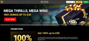 Mega Casino sister sites screenshot